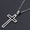 Non-Tarnish 201 Stainless Steel Pendant Necklaces, with Cable Chains and Lobster Claw Clasps, Cross, Stainless Steel Color, 17.7 inch(45cm), 1.5mm