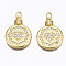 Brass Micro Pave Cubic Zirconia Pendants, with Jump Rings, Nickel Free, Flat Round with Heart, Real 16K Gold Plated, Clear, 24.5x18x3mm, Hole: 3mm