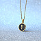 Alloy Black Enamel Flat Round with Letter Pendant Necklaces for Women, Golden, Letter Y, 17.72 inch(45cm)