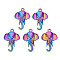 201 Stainless Steel Pendants, Elephant, Rainbow Color, 28x19.5x3.5mm, Hole: 2.5mm