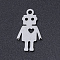 Non-Tarnish 201 Stainless Steel Laser Cut Pendants, Robot, Stainless Steel Color, 17.5x10x1mm, Hole: 1.4mm