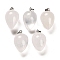 Natural Quartz Crystal Pendants, Rock Crystal Pendants, with Platinum Plated Iron Snap on Bails, Teardrop, 24~25x15~16mm, Hole: 7x3.5mm