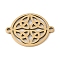 Ion Plating(IP) 201 Stainless Steel Connector Charms, Hollow Flat Round Links, Real 18K Gold Plated, 18.5x14.5x1mm, Hole: 1mm