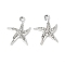 Alloy Crystal Rhinestone Pendants, Rack Plating, Cadmium Free & Nickel Free & Lead Free, Starfish, Platinum, 18.5x15x3.5mm, Hole: 1.8mm