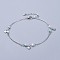 304 Stainless Steel Charm Anklets, with Synthetic Turquoise Beads and Glass Pearl, Heart, Stainless Steel Color, 9-5/8 inch(24.5cm)