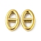 Ion Plating(IP) 304 Stainless Steel Connector Charms, Oval Navy Mesh Charm, Real 18K Gold Plated, 9.5x15x2.5mm, Hole: 4x4mm