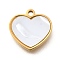 304 Stainless Steel Heart Charms, with Plastic Imitation Shell, Ion Plating(IP), Golden, 11.5x12x1.5mm, Hole: 1.4mm