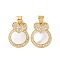 Brass Micro Pave Clear Cubic Zirconia Pendants, with Shell, Real 18K Gold Plated, Flat Round, Cadmium Free & Lead Free, Heart, 19x14x2mm, Hole: 3.5x4.5mm