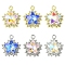 6Pcs 6 Colors Rack Plating Alloy with Rhinestone Pendants, Star, Platinum/Golden, Mixed Color, 20x17x6mm, Hole: 2mm, 1pcs/color