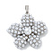 Rack Plating Brass Pendants, with ABS Plastic Pearl, Long-Lasting Plated, Lead Free & Cadmium Free, Flower, Platinum, 35.5x35.5x9mm, Hole: 3.6x6mm