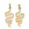 Brass Micro Pave Cubic Zirconia Pendants, Cadmium Free & Lead Free, Snake Charms, Real 18K Gold Plated, 35~36x14~14.5x3.5mm, Hole: 3.5x5mm