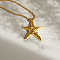 Summer Fashionable Brass Vortex Starfish Pendant Necklaces for Women, Golden, 15.75 inch(40cm)