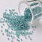 12/0 Grade A Round Glass Seed Beads, Ceylon, Medium Aquamarine, 2x1.5mm, Hole: 0.7mm, about 48500pcs/pound