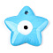 Handmade Lampwork Pendants, Star with Evil Eye, Light Sky Blue, 38x38x5.5mm, Hole: 3.5mm