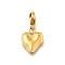 Heart 304 Stainless Steel Pendant Decorations, Ion Plating(IP), with Lobster Claw Clasp, Real 14K Gold Plated, 14.5x12x2.5mm