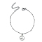 Alloy Peace Sign Charm Bracelet, 304 Stainless Steel Satellite Chains, Stainless Steel Color, 9-3/8 inch(23.8cm)