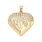 Brass Micro Pave Cubic Zirconia Pendants, Cadmium Free & Lead Free, Heart Charms, Real 18K Gold Plated, 25x23x7mm, Hole: 4x3.5mm