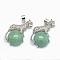 Natural Green Aventurine Pendants, with Alloy Findings, Leopard, Platinum, 33.5x20x7mm, Hole: 4x6mm