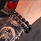 Fashion Retro Black Matte Bracelet Set with Zircon Crown, Diamond Ball, Dice, Lion Head Bracelet