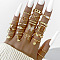 22Pcs Alloy & Rhinestone & Plastic Pearl Finger Rings, Heart/Rectangle/Butterfly, Golden, Inner Diameter: 16~19mm