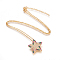 304 Stainless Steel Pendant Necklaces, with Brass Cubic Zirconia Pendants, Star, Golden, 17 inch(43.2cm), Pendant: 23.5x24.7x2.5mm