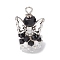 Glass Pendants, Angle, with Alloy Wing Beads & Iron Loop, Faceted, Black, 29x18x16mm, Hole: 3mm