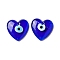 Handmade Evil Eye Lampwork Pendants, Heart, Blue, 36x35x7.5mm, Hole: 3.5mm