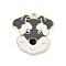 Alloy Enamel Pendants, Dog Charm, Golden, Gray, 26x26x1.5mm, Hole: 1.8mm