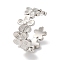 Rack Plating Brass Flower Open Cuff Rings for Women, Lead Free & Cadmium Free, Long-Lasting Plated, Platinum, 10mm