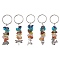 Animal Tibetan Style Alloy Pendant Keychain, with 7 Chakra Gemstone Chips and 304 Stainless Steel Split Key Rings, Mixed Shapes, 7.7~9cm
