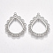 Brass Links connectors, teardrop, Nickel Free, Real Platinum Plated, 21.5x17x1mm, Hole: 1mm
