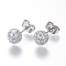 Rhinestone Ball Stud Earrings, with Stainless Steel Pins and Iron Ear Nuts, Crystal, 18mm, pin: 0.8mm