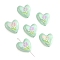 2Pcs UV Platings Acrylic Beads, Heart with Tulip, with Enamel, Light Green, 20x19mm, Hole: 2mm