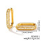 Elegant Brass Clear Cubic Zirconia Hoop Earrings, Golden, Rectangle, 24x4mm