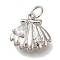 Rack Plating Brass Micro Pave Cubic Zirconia Pendants, Cadmium Free & Lead Free, Long-Lasting Plated, Shell Shape, Platinum, 13x13x4.5mm, Hole: 3mm