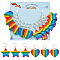 12Pcs 2 Style Striped Plastic Rainbow Heart & Star Charm Locking Stitch Markers, Silver Tone Brass Clasp Locking Stitch Marker, Colorful, 3.9~4.4cm, 6pcs/style