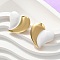 Heart 304 Stainless Steel Stud Earrings, with Enamel, Golden, White, 21.5x24mm