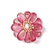 Transparent Glass Pendants, Flower Charm, with Shell Pearl Beads and 304 Stainless Steel Loops, Cerise, 29.5x30x12.5mm, Hole: 5.5mm
