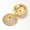 Apetalous Half Round/Dome Brass Micro Pave Cubic Zirconia Bead Caps, Golden, 11x3mm, Hole: 1mm