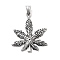 PVD Vacuum Plating 304 Stainless Steel Pendants, Leaf Shape, Antique Silver, 47x39x2.5mm, Hole: 9x5mm
