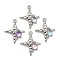 Platinum Alloy Glass Pendants, with Resin, Star, Platinum, 25x20x4.5mm, Hole: 1.4mm