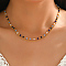 Brass & Cube Glass Link Chain Double Layer Necklaces for Women, Golden, Colorful, 16.14 inch(41cm)
