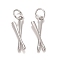 Rack Plating Real 18K Gold Plated Brass Pendants, with Jump Rings, Long-Lasting Plated, Lead Free & Cadmium Free, Drumstick, Platinum, 19.5x6x1.5mm, Jump Ring: 6x0.5mm, 4.5mm Inner Diameter.