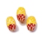 Two Tone Handmade Lampwork Beads, Oval with Scale Pattern, Yellow, 16.5~18.5x10.5~11.5mm, Hole: 2.5mm