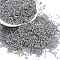 Transparent Inside Colours Glass Seed Beads, Cylinder, Silver, 1.6x1.3mm, Hole: 0.8mm, about 1333pcs/10g