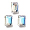 K9 Glass Rhinestone Cabochons, Pointed Back & Back Plated, Rectangle, Moonlight, 8x6x3mm