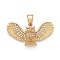304 Stainless Steel Big Pendants, with Crystal Rhinestone, Owl, Golden, 25x52.5x10.5mm, Hole: 6.5x12mm