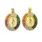 Brass Micro Pave Colorful Cubic Zirconia Pendants, Cadmium Free & Nickel Free & Lead Free, Real 18K Gold Plated, Huamn, Oval, 25.5x20x2.5mm, Hole: 4x3mm