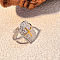 304 Stainless Steel Adjustable Cuff Rings, Rectangle with Star Open Rings, Golden & Stainless Steel Color, US Size 7 1/4(17.5mm), 18.5mm