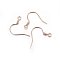 304 Stainless Steel Earring Hooks, Ear Wire, with Horizontal Loop, Rose Gold, 18.5x21x2mm, Hole: 2mm, 21 Gauge, Pin: 0.7mm
